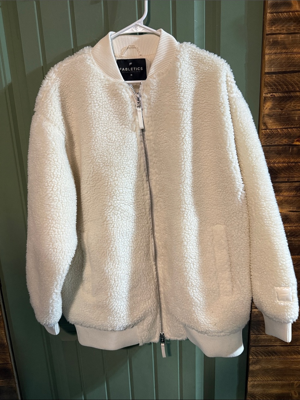 Fabletics Cream Sherpa Bomber Jacket